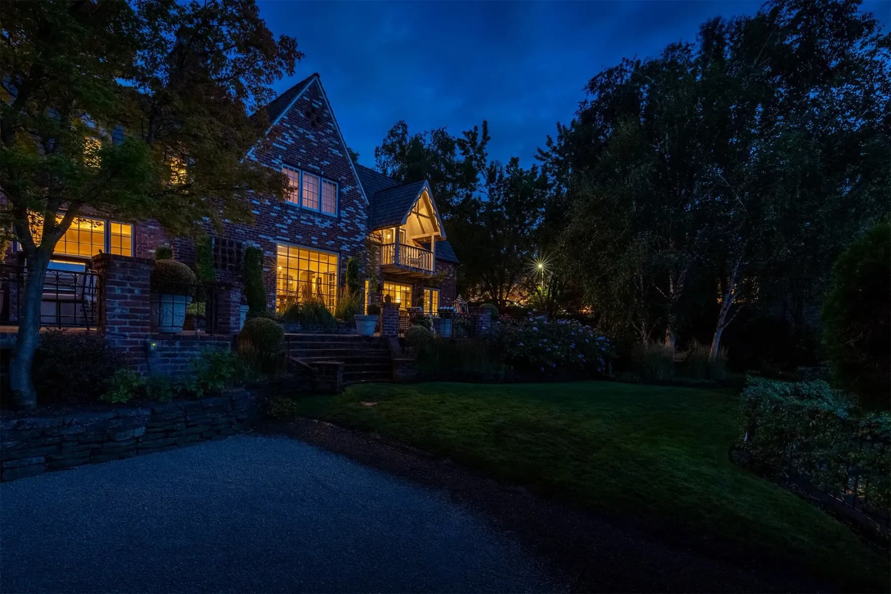 Home at dusk before outdoor lighting